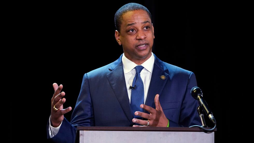 FILE - In this April 6, 2021, file photo, Lt. Gov. Justin Fairfax, a Democratic candidate for...