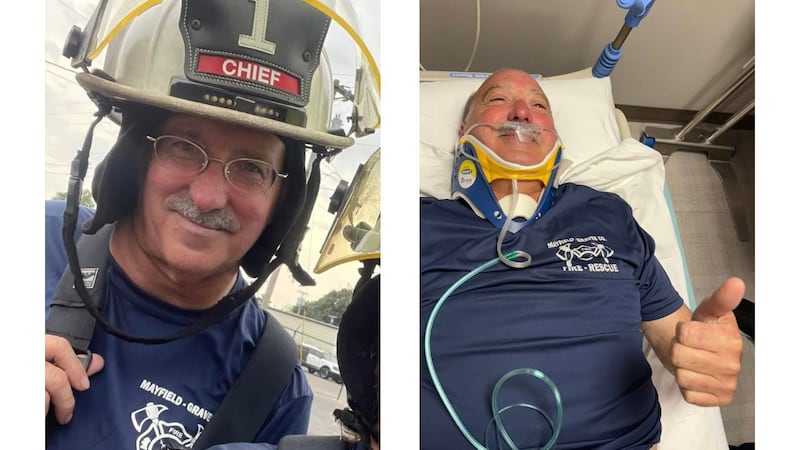 El jefe del escuadrón de bomberos y rescate de Mayfield Graves, David Warner, estuvo...