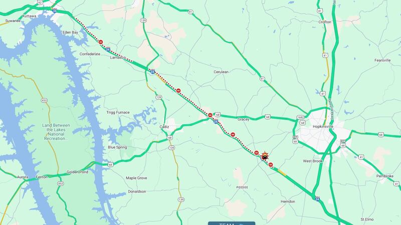 Las dos vías de la Interestatal 24 en dirección oeste están abiertas tras un accidente.