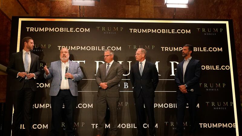 Eric Trump, Don Hendrickson, Eric Thomas, Patrick O'Brien and Donald Trump Jr., left to right,...