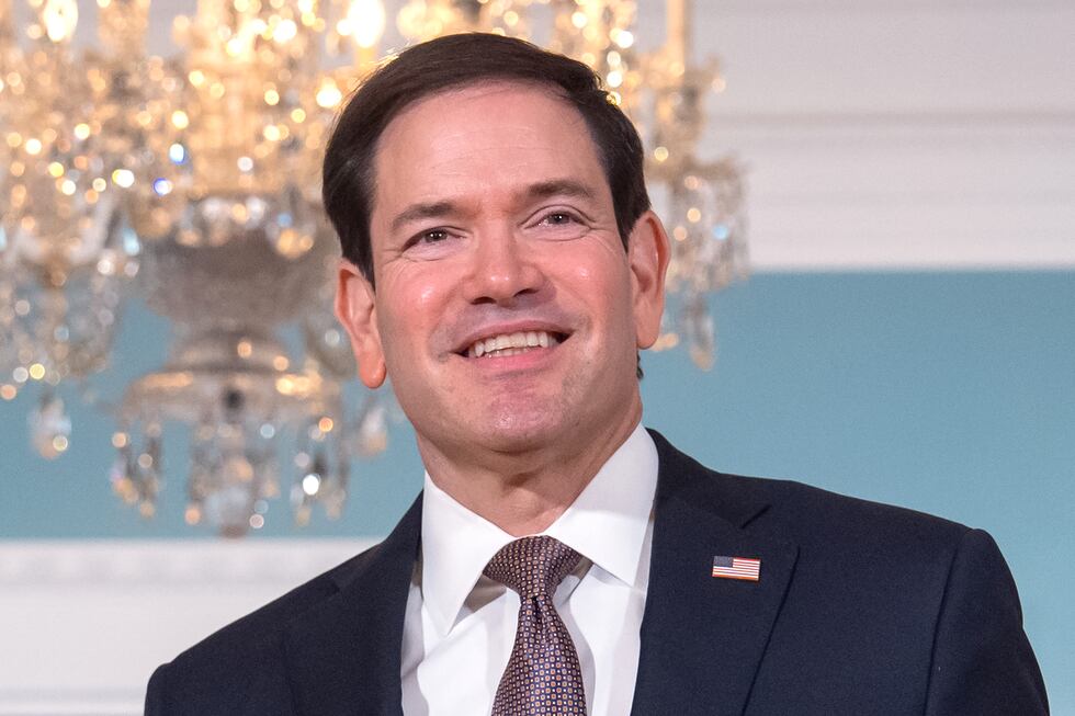 El secretario de Estado Marco Rubio en la sede del Departamento de Estado en Washington, el 28...
