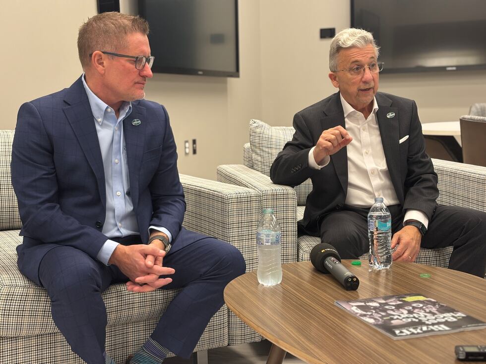 De izquierda a derecha, el CEO electo de Centerstone, C.J. Davis, y el CEO de Centerstone,...