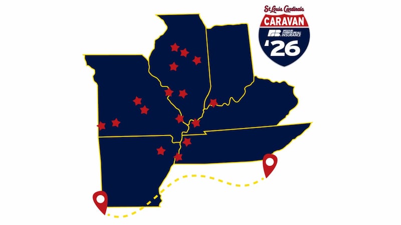 La caravana del 2026 de los Cardenales de St Louis tendrá una parada en el Heartland el lunes,...